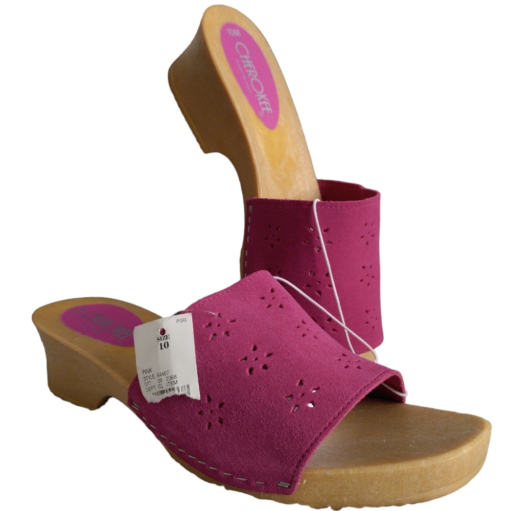 Cherokee Fuchsia Suede Open-Toe Slide Mules
